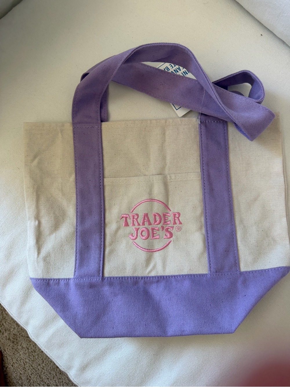 Trader Joe's Lavender & Cream Canvas Tote